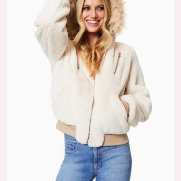 Ramy Brook Julian Reversible Jacket Faux Fur& Rose Gold Metallic Bomber Small - Picture 1 of 14